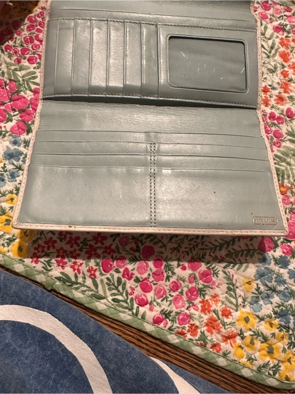 RARE Coach Madison Pleated Leather Wallet Clutch in Cream